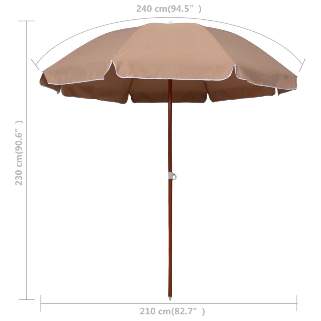 vidaXL Aurinkovarjo terästanko 240 cm ruskeanharmaa hinta ja tiedot | Aurinkovarjot ja markiisit | hobbyhall.fi