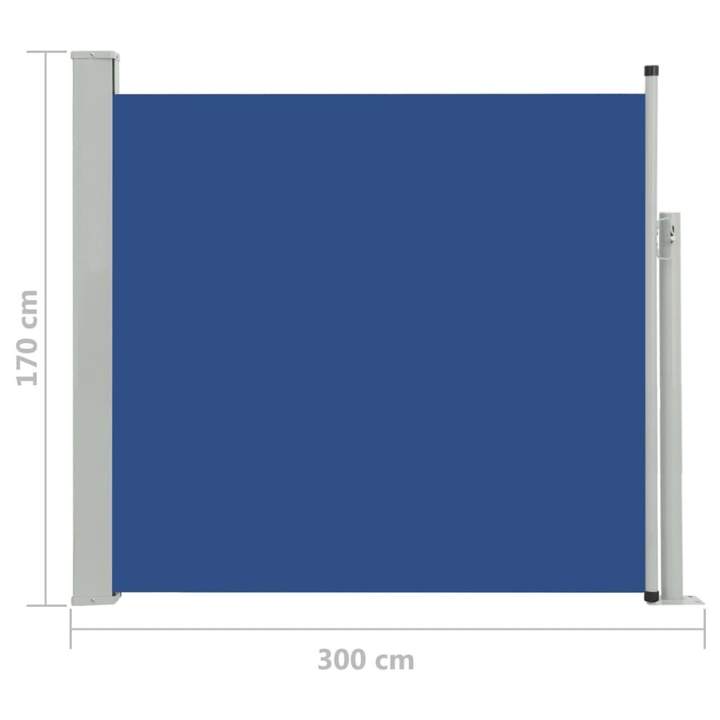 vidaXL Sisäänvedettävä terassin sivumarkiisi 170x300 cm sininen hinta ja tiedot | Aurinkovarjot ja markiisit | hobbyhall.fi