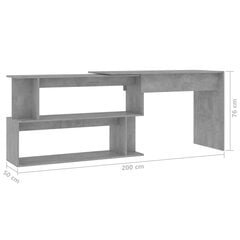 vidaXL Kulmapöytä betoninharmaa 200x50x76 cm lastulevy hinta ja tiedot | Tietokonepöydät ja työpöydät | hobbyhall.fi