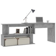 vidaXL Kulmapöytä betoninharmaa 200x50x76 cm lastulevy hinta ja tiedot | Tietokonepöydät ja työpöydät | hobbyhall.fi