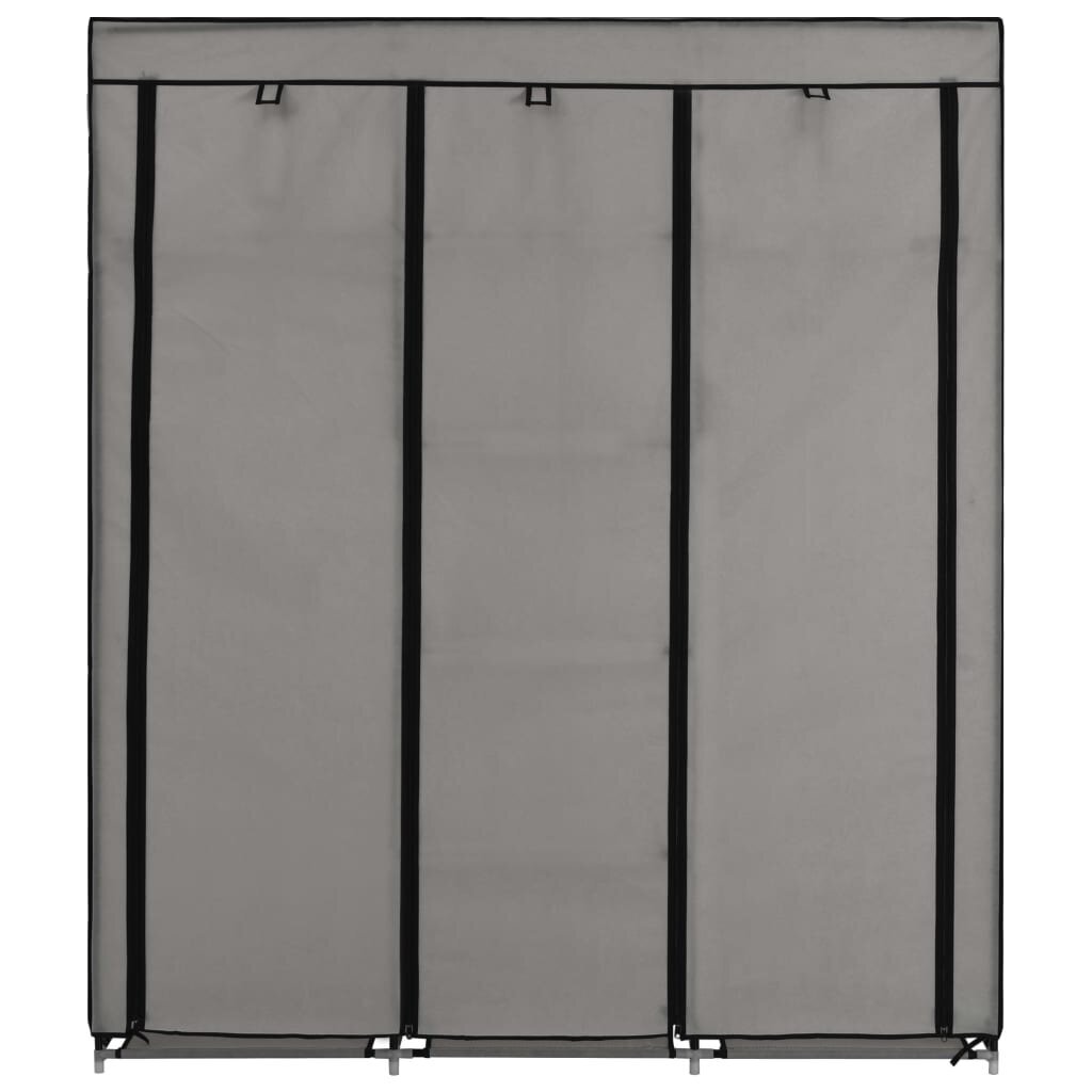 vidaXL Vaatekaappi lokeroilla ja tangoilla kangas 150x45x175 cm harmaa hinta ja tiedot | Kaapit | hobbyhall.fi