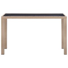 vidaXL Puutarhapöytä beige 123x60x74 cm polyrottinki hinta ja tiedot | Puutarhapöydät | hobbyhall.fi