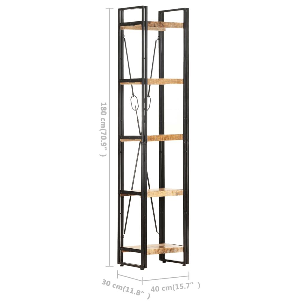 vidaXL 5-tasoinen kirjahylly 40x30x180 cm täysi mangopuu hinta ja tiedot | Kaapit | hobbyhall.fi