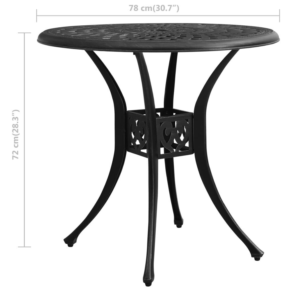 vidaXL Puutarhapöytä musta 78x78x72 cm valualumiini hinta ja tiedot | Puutarhapöydät | hobbyhall.fi