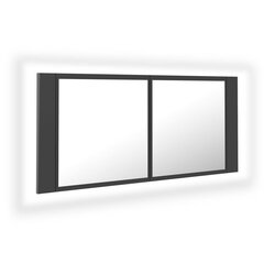 vidaXL Kylpyhuoneen LED peilikaappi harmaa 100x12x45 cm akryyli hinta ja tiedot | Kylpyhuonekaapit | hobbyhall.fi