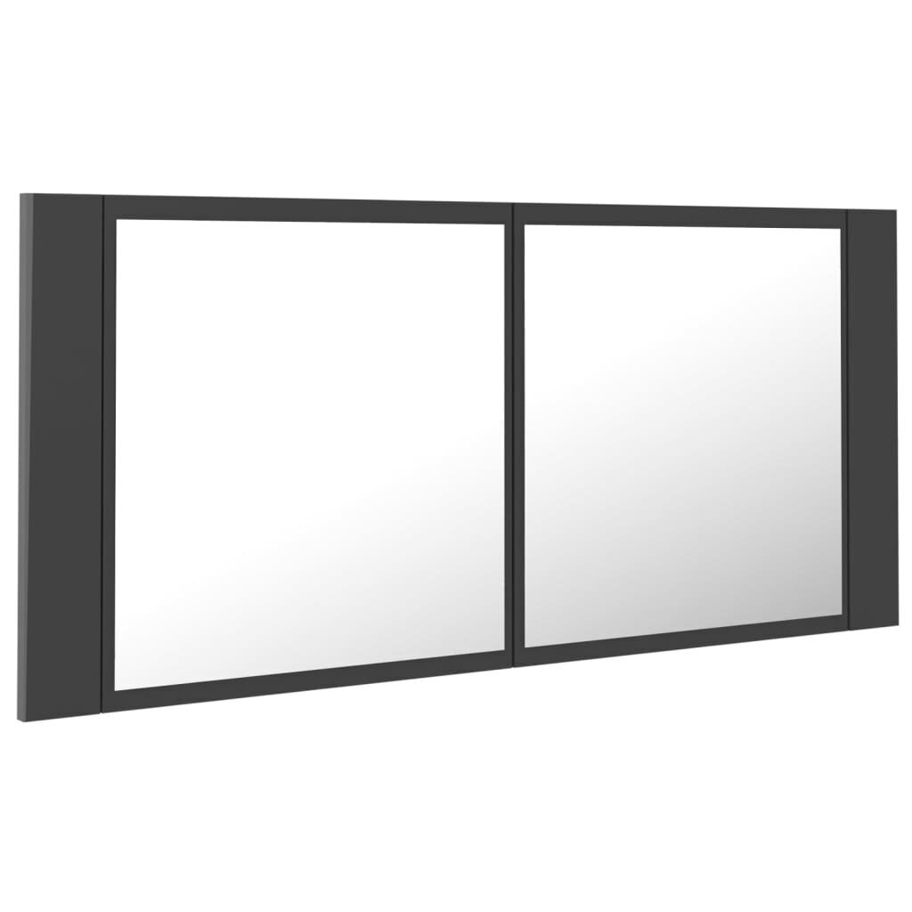 vidaXL Kylpyhuoneen LED peilikaappi harmaa 100x12x45 cm akryyli hinta ja tiedot | Kylpyhuonekaapit | hobbyhall.fi