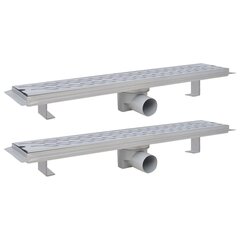 vidaXL Lineaarinen suihkukaivo 2 kpl aalto 630x140mm ruostumaton teräs hinta ja tiedot | Lattiakaivot | hobbyhall.fi