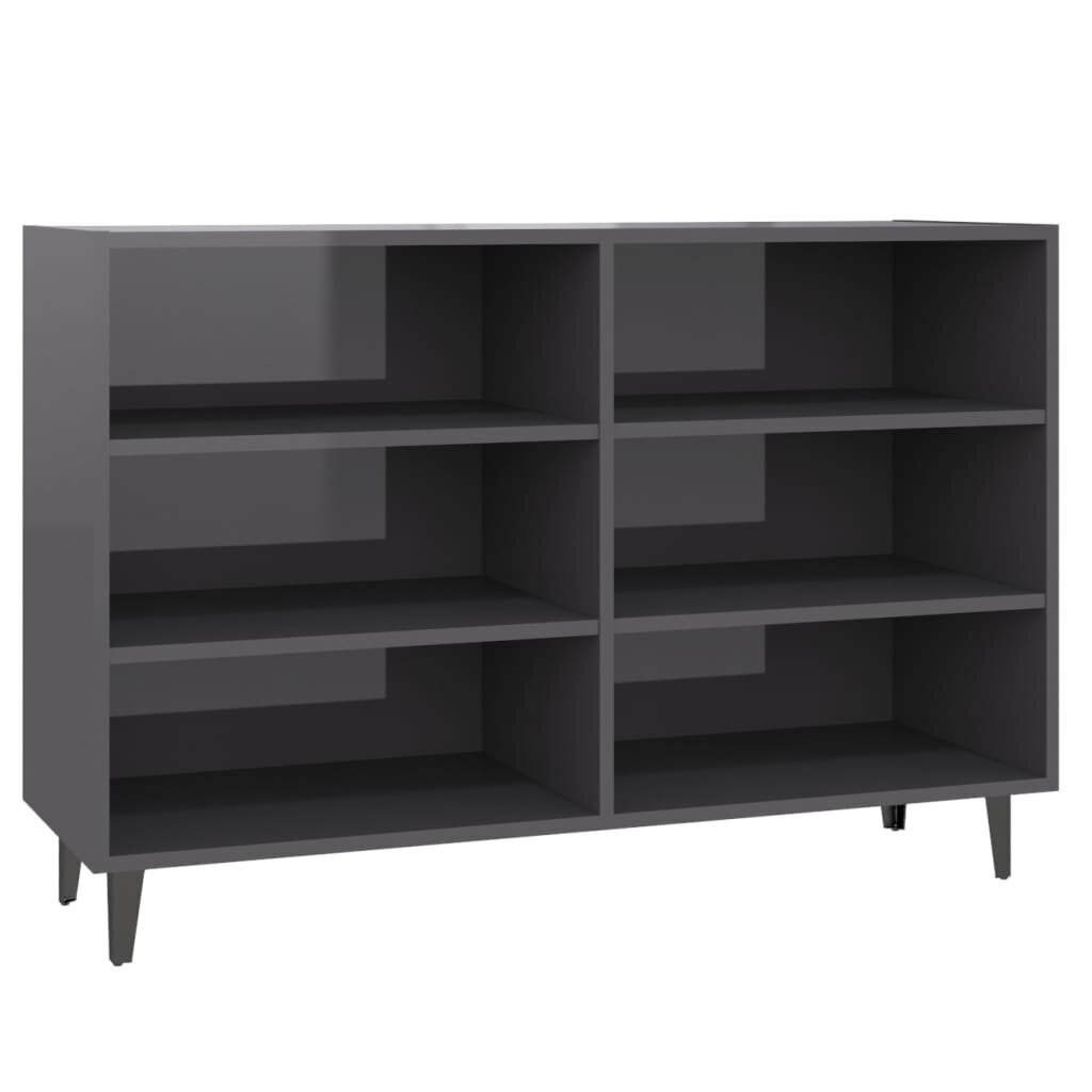 vidaXL Senkki korkeakiilto harmaa 103,5x35x70 cm lastulevy hinta ja tiedot | Olohuoneen kaapit ja lipastot | hobbyhall.fi