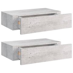 vidaXL Seinälaatikkohyllyt 2 kpl betoninharmaa 40x23,5x10 cm MDF hinta ja tiedot | Hyllyt | hobbyhall.fi