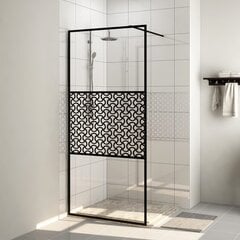 vidaXL Walk-in suihkun seinäke kirkas ESG-lasi 90x195 cm musta hinta ja tiedot | Suihkuseinät ja -ovet | hobbyhall.fi