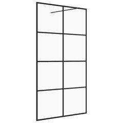 vidaXL Walk-in suihkun seinäke kirkas ESG-lasi 100x195 cm musta hinta ja tiedot | Suihkuseinät ja -ovet | hobbyhall.fi