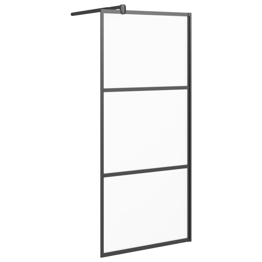 vidaXL Walk-in suihkuseinäke 80x195 cm huurrettu ESG-lasi musta hinta ja tiedot | Suihkuseinät ja -ovet | hobbyhall.fi