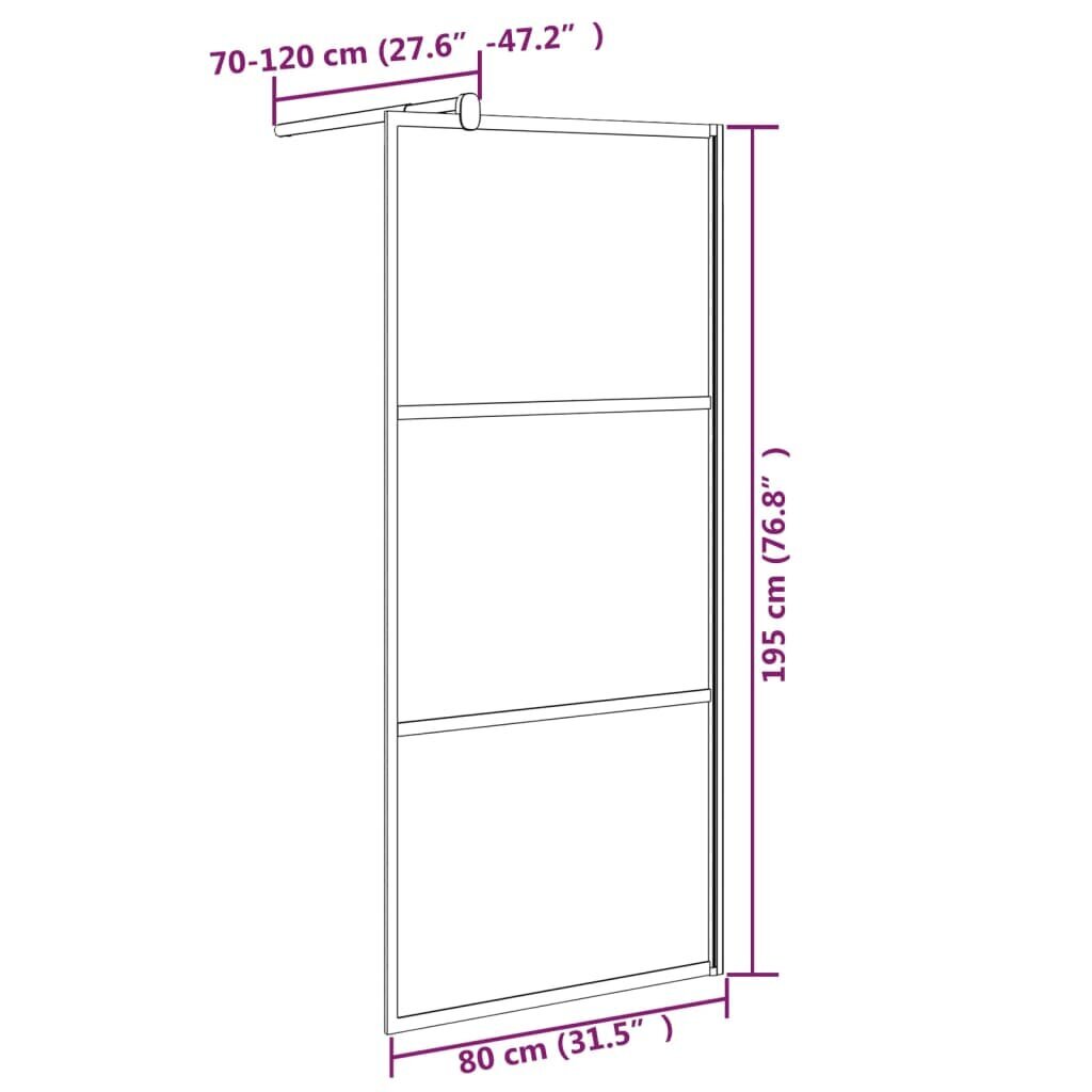 vidaXL Walk-in suihkuseinäke 80x195 cm huurrettu ESG-lasi musta hinta ja tiedot | Suihkuseinät ja -ovet | hobbyhall.fi