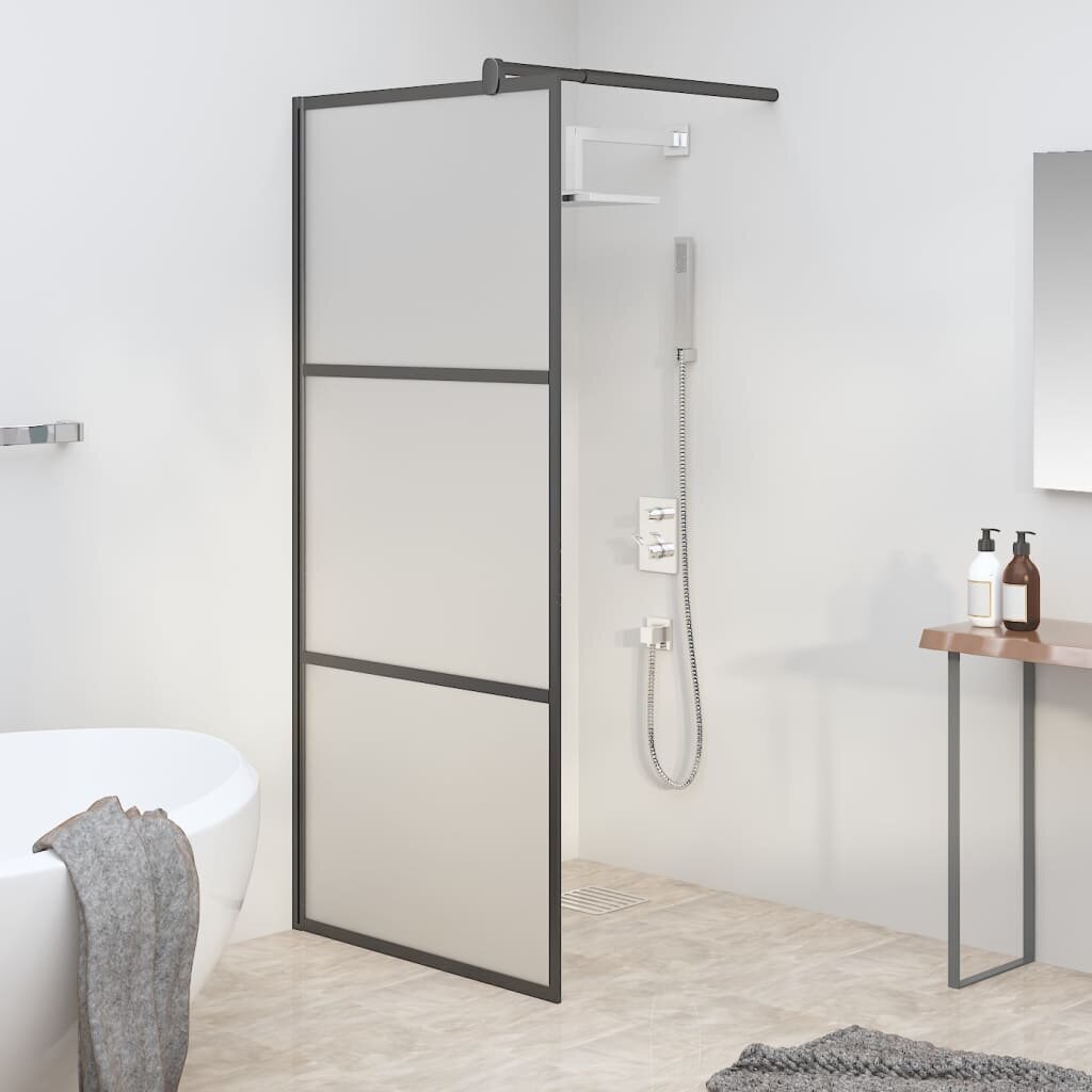 vidaXL Walk-in suihkuseinäke 80x195 cm huurrettu ESG-lasi musta hinta ja tiedot | Suihkuseinät ja -ovet | hobbyhall.fi