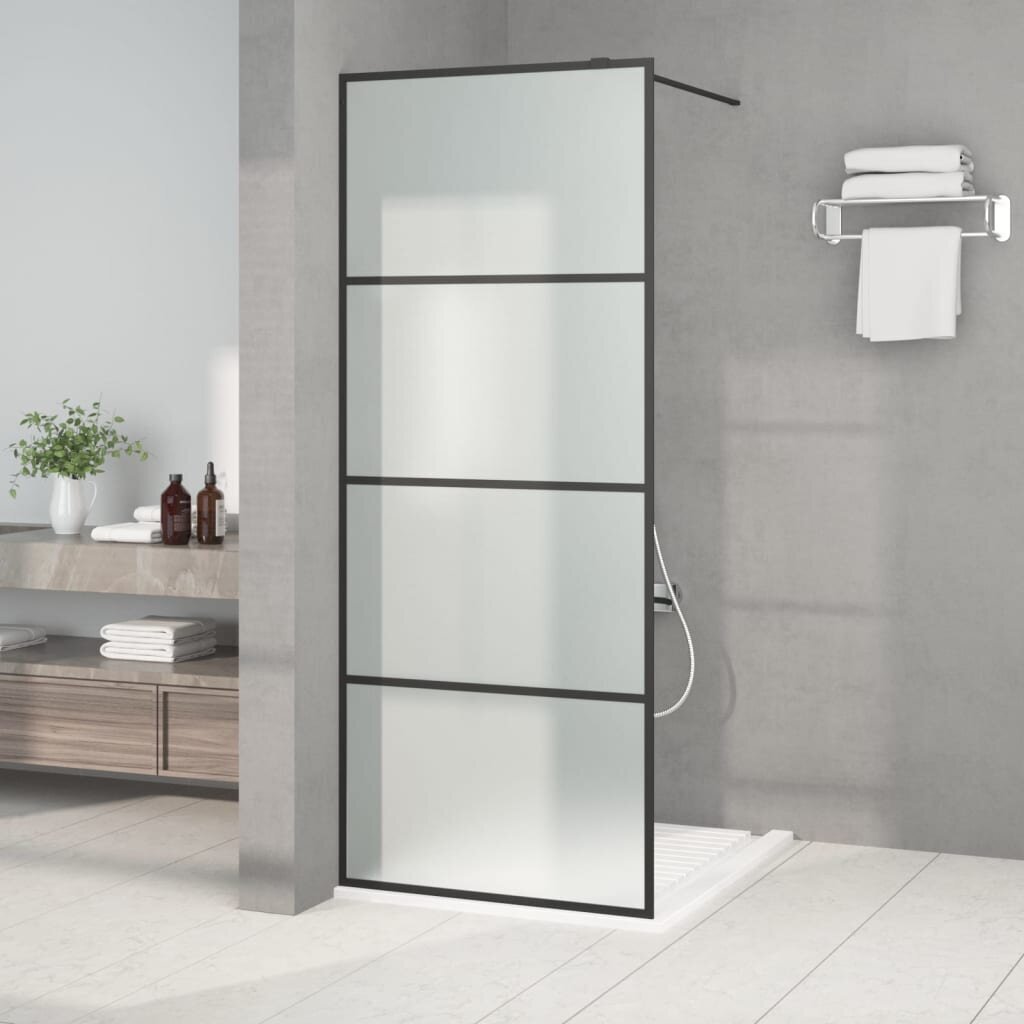 vidaXL Walk-in suihkuseinäke musta 80x195 cm huurrettu ESG-lasi hinta ja tiedot | Suihkuseinät ja -ovet | hobbyhall.fi