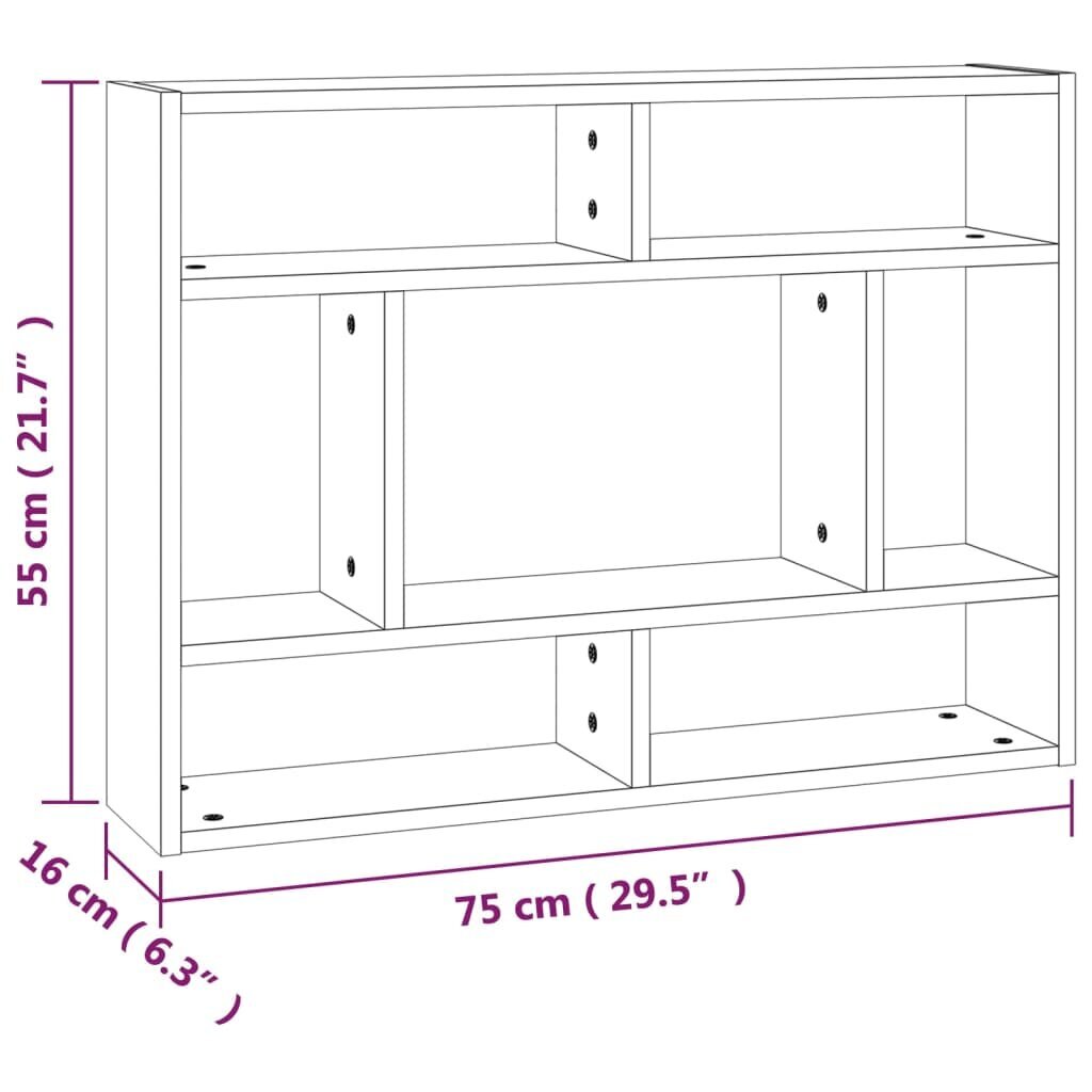 vidaXL Seinähylly ruskea tammi 75x16x55 cm tekninen puu hinta ja tiedot | Hyllyt | hobbyhall.fi