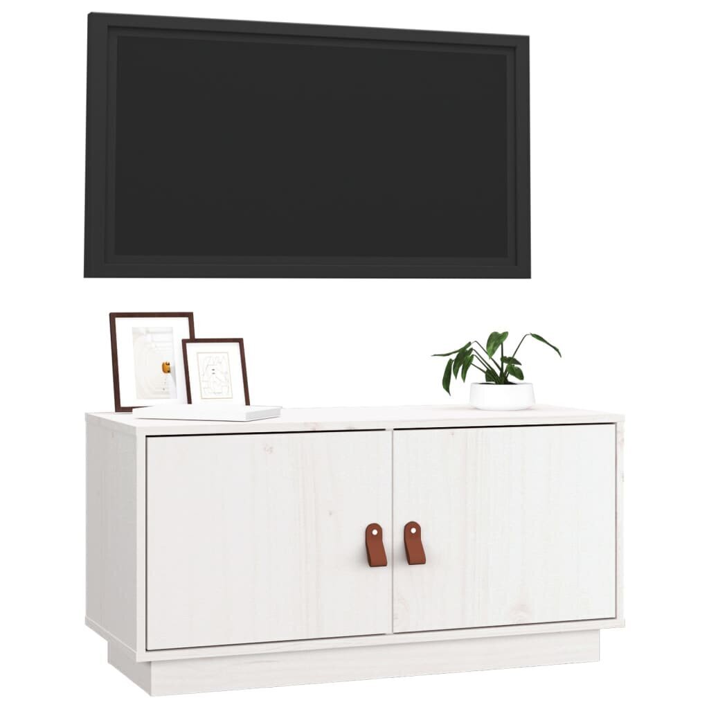 vidaXL TV-taso valkoinen 80x34x40 cm täysi mänty hinta ja tiedot | TV-tasot | hobbyhall.fi