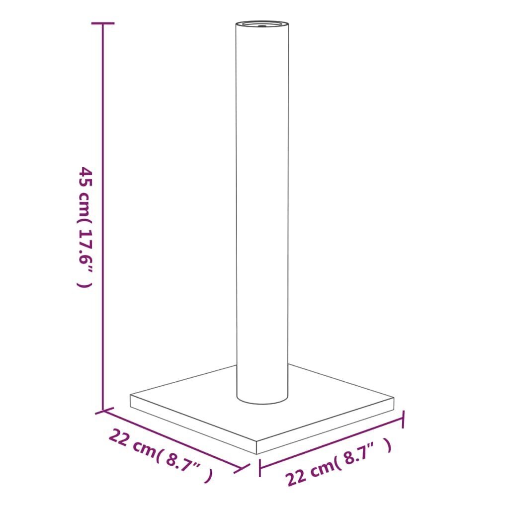 vidaXL Kissan raapimispylväs vaaleanharmaa 22x22x45 cm hinta ja tiedot | Raapimispuut ja kiipeilypuut | hobbyhall.fi