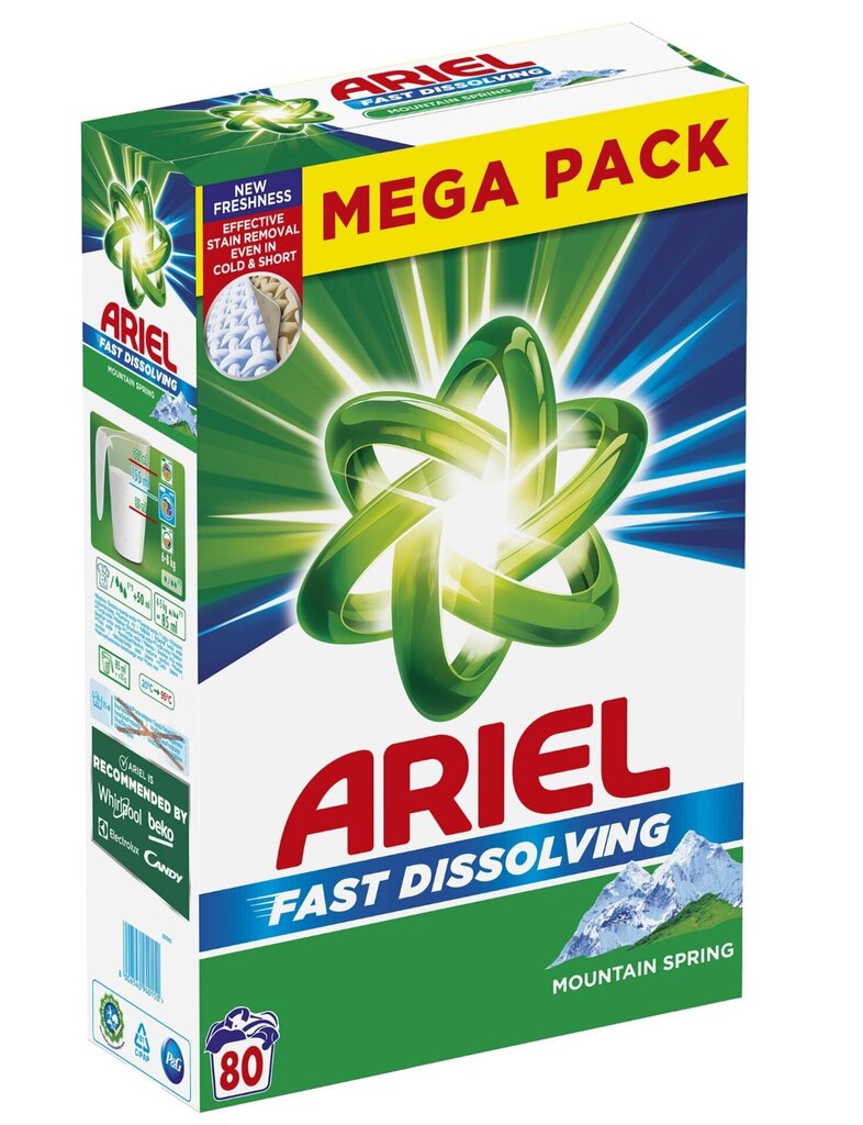 Ariel Mountain Spring pesujauhe, 4,4 kg hinta ja tiedot | Pyykinpesuaineet | hobbyhall.fi