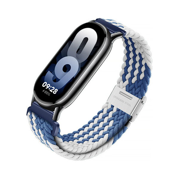 Forcell F-Design Braided, Xiaomi Mi Band 8 Sininen/Valkoinen