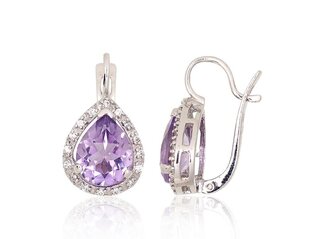 Hopeakorvakorut Amethyst Teardrop, hopea 925° DS02A857 hinta ja tiedot | Korvakorut | hobbyhall.fi