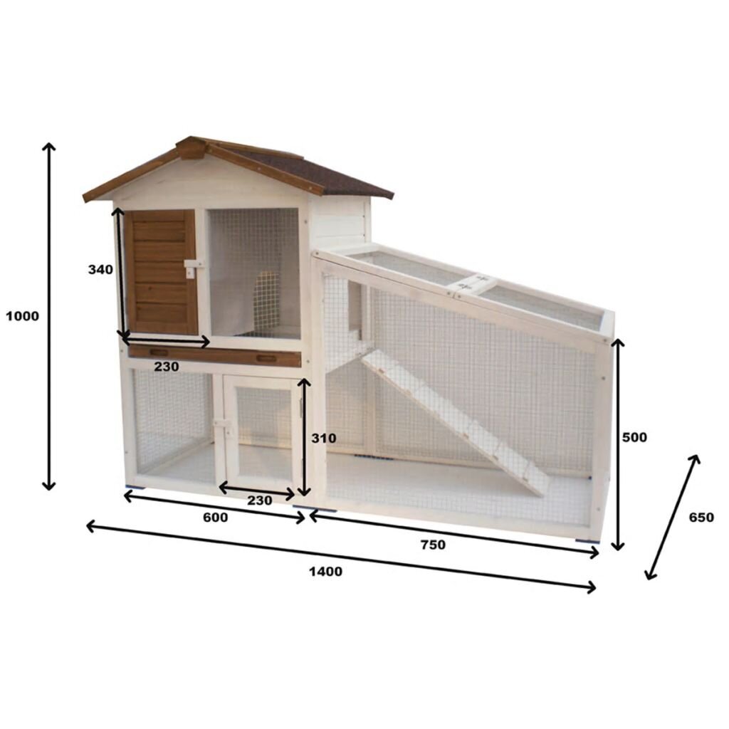 @Pet Kaninkoppi Tommy 140x65x100 cm valkoinen ja ruskea 20072 hinta ja tiedot | Pieneläinten häkit ja tarvikkeet | hobbyhall.fi