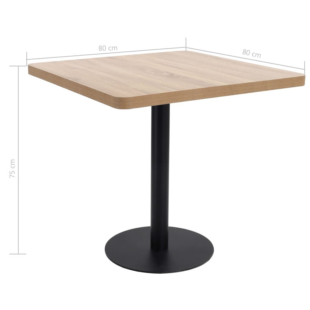 vidaXL Bistropöytä vaaleanruskea 80x80 cm MDF hinta ja tiedot | Ruokapöydät | hobbyhall.fi