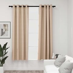 vidaXL Pellavamaiset pimennysverhot renkailla 2 kpl beige 140x175 cm hinta ja tiedot | Verhot | hobbyhall.fi