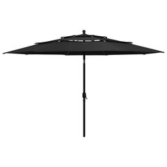vidaXL 3-tasoinen aurinkovarjo alumiinitanko musta 3,5 m hinta ja tiedot | Aurinkovarjot ja markiisit | hobbyhall.fi