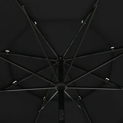 vidaXL 3-tasoinen aurinkovarjo alumiinitanko musta 3,5 m hinta ja tiedot | Aurinkovarjot ja markiisit | hobbyhall.fi