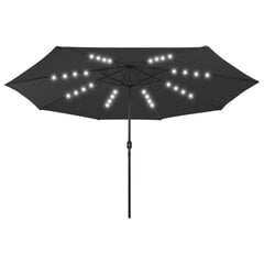 vidaXL Aurinkovarjo LED-valot ja metallitanko 400 cm musta hinta ja tiedot | Aurinkovarjot ja markiisit | hobbyhall.fi
