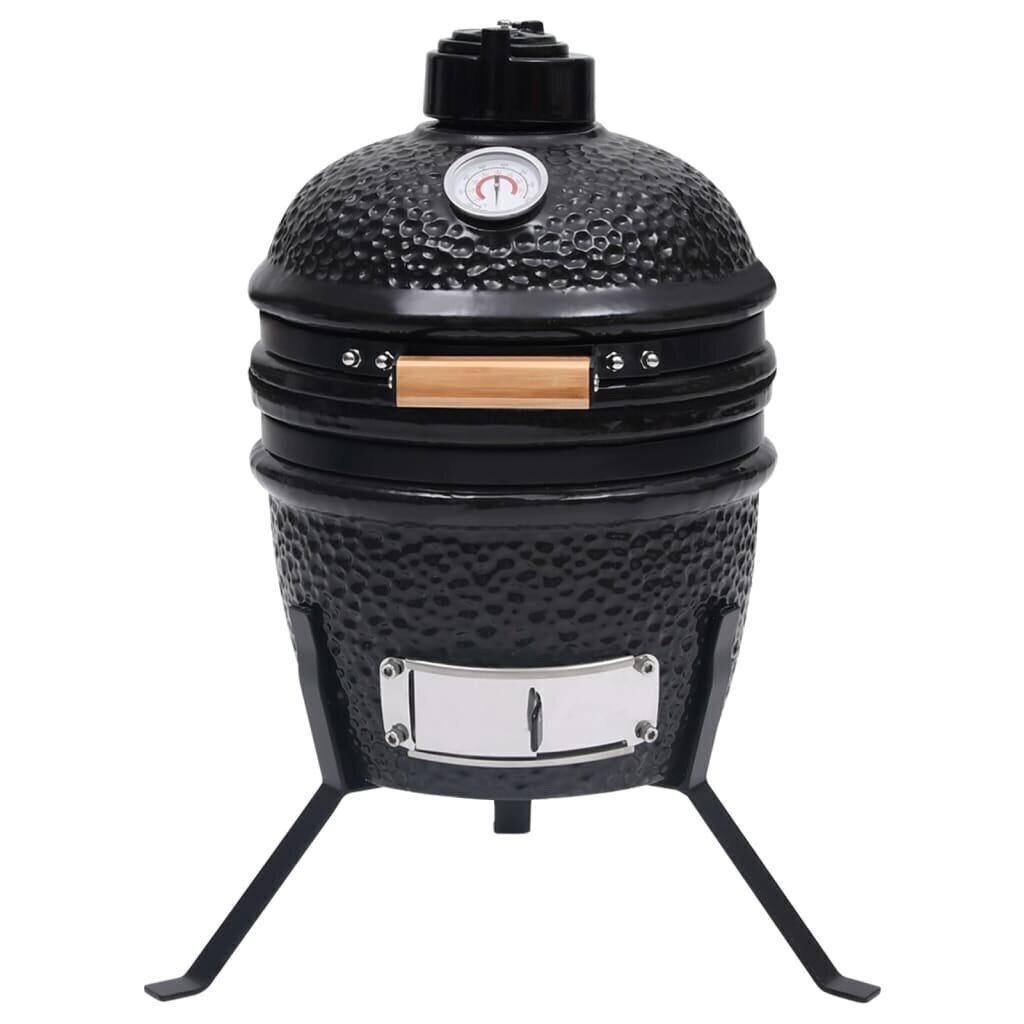 vidaXL Kamado 2-in-1 grilli/savustin keramiikka 56 cm musta hinta ja tiedot | Grillit | hobbyhall.fi