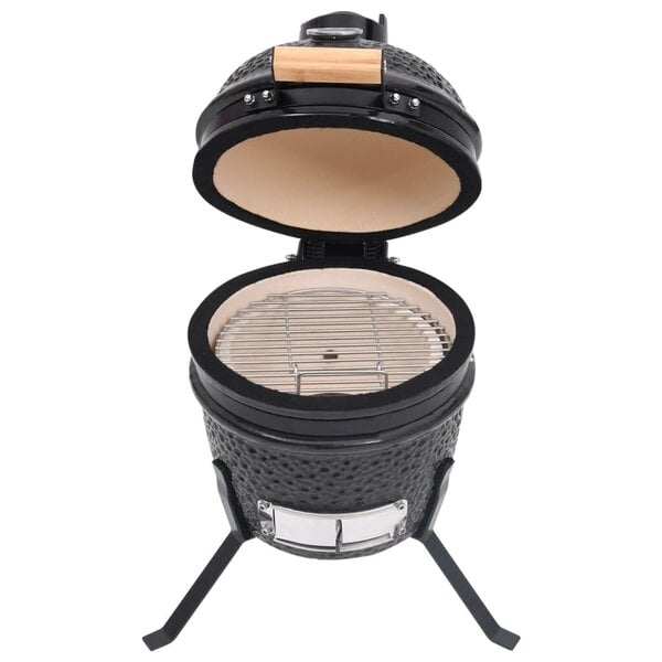 vidaXL Kamado 2-in-1 grilli/savustin keramiikka 56 cm musta