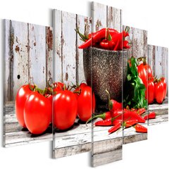 Kuva - Red Vegetables (5 Parts) Wood Wide hinta ja tiedot | Taulut | hobbyhall.fi