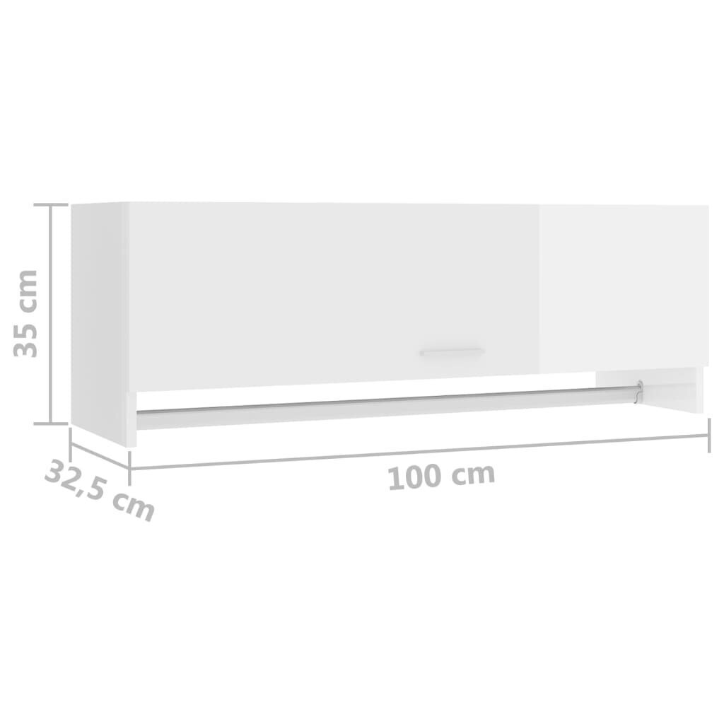 vidaXL Vaatekaappi korkeakiilto valkoinen 100x32,5x35 cm lastulevy hinta ja tiedot | Kaapit | hobbyhall.fi