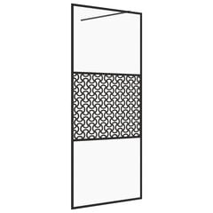 vidaXL Walk-in suihkun seinäke kirkas ESG-lasi 80x195 cm musta hinta ja tiedot | Suihkuseinät ja -ovet | hobbyhall.fi