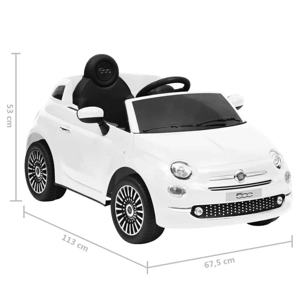 vidaXL Lasten sähköauto Fiat 500 valkoinen hinta ja tiedot | Lasten sähköautot | hobbyhall.fi