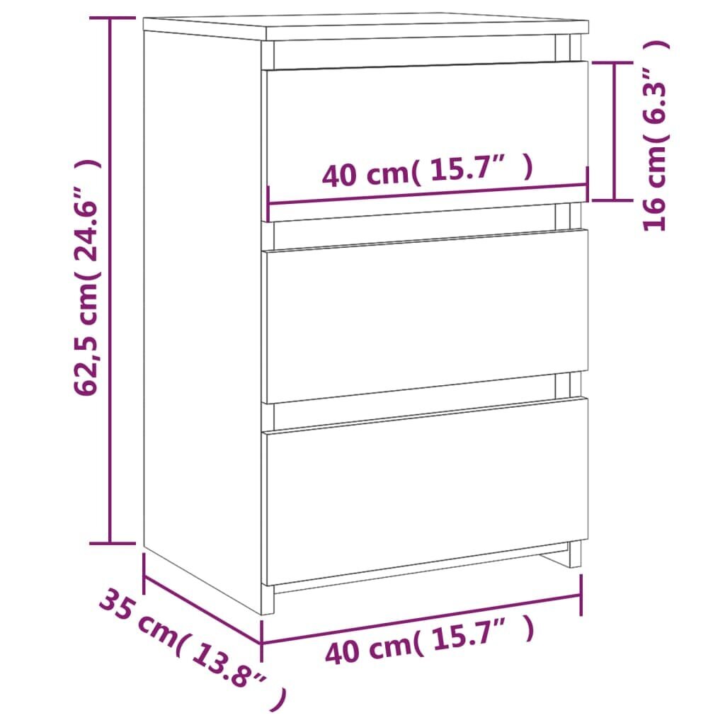 vidaXL Yöpöytä ruskea tammi 40x35x62,5 cm tekninen puu hinta ja tiedot | Yöpöydät | hobbyhall.fi