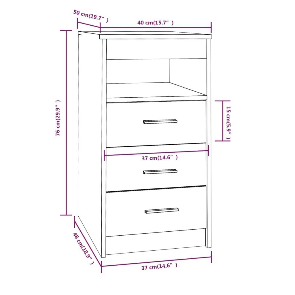 vidaXL Laatikosto savutammi 40x50x76 cm tekninen puu hinta ja tiedot | Olohuoneen kaapit ja lipastot | hobbyhall.fi