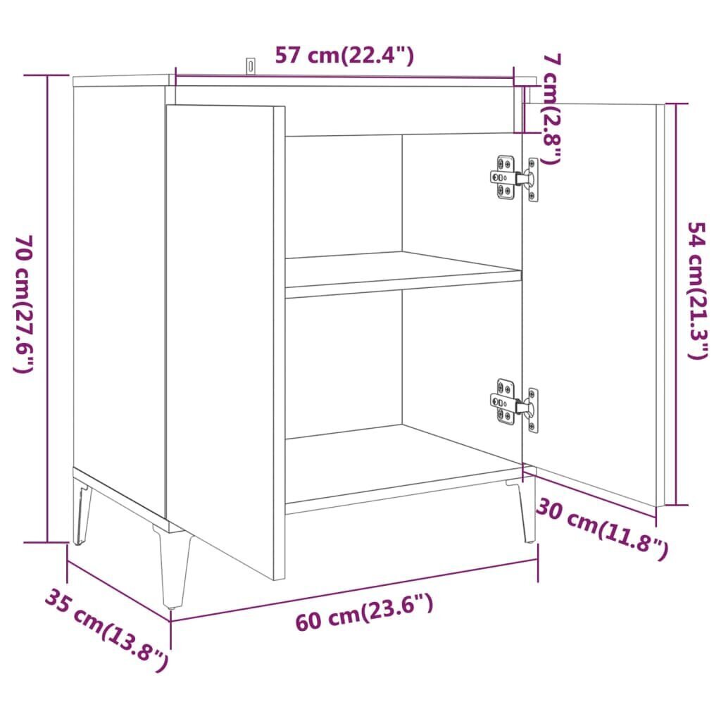 vidaXL Senkki ruskea tammi 60x35x70 cm tekninen puu hinta ja tiedot | Olohuoneen kaapit ja lipastot | hobbyhall.fi