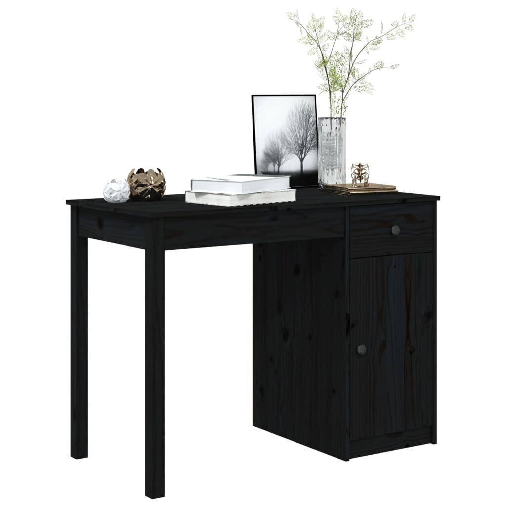 vidaXL Työpöytä musta 100x50x75 cm täysi mänty hinta ja tiedot | Tietokonepöydät ja työpöydät | hobbyhall.fi