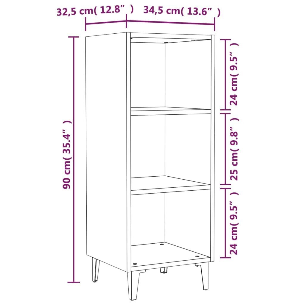 vidaXL Senkki harmaa Sonoma 34,5x32,5x90 cm tekninen puu hinta ja tiedot | Olohuoneen kaapit ja lipastot | hobbyhall.fi