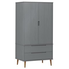 vidaXL Vaatekaappi MOLDE harmaa 90x55x175 cm täysi mänty hinta ja tiedot | Kaapit | hobbyhall.fi