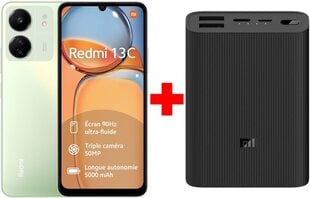 Xiaomi Redmi 13C 8/256GB Clover Green + Xiaomi Mi Power Bank 3 Ultra Compact, 10000 mAh hinta ja tiedot | Matkapuhelimet | hobbyhall.fi