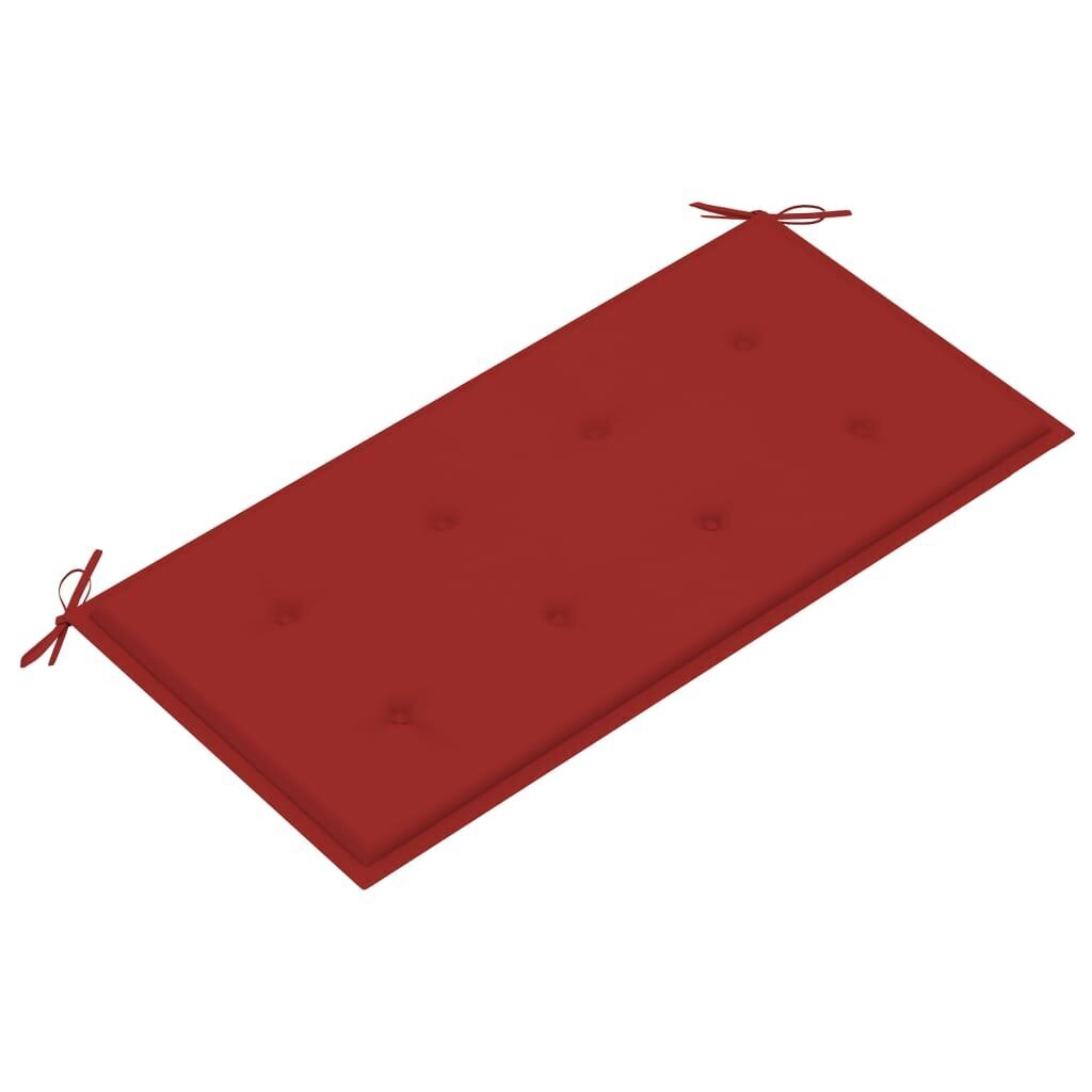 vidaXL Puutarhapenkki punainen tyyny 112 cm täysi tiikki hinta ja tiedot | Puutarhapenkit | hobbyhall.fi