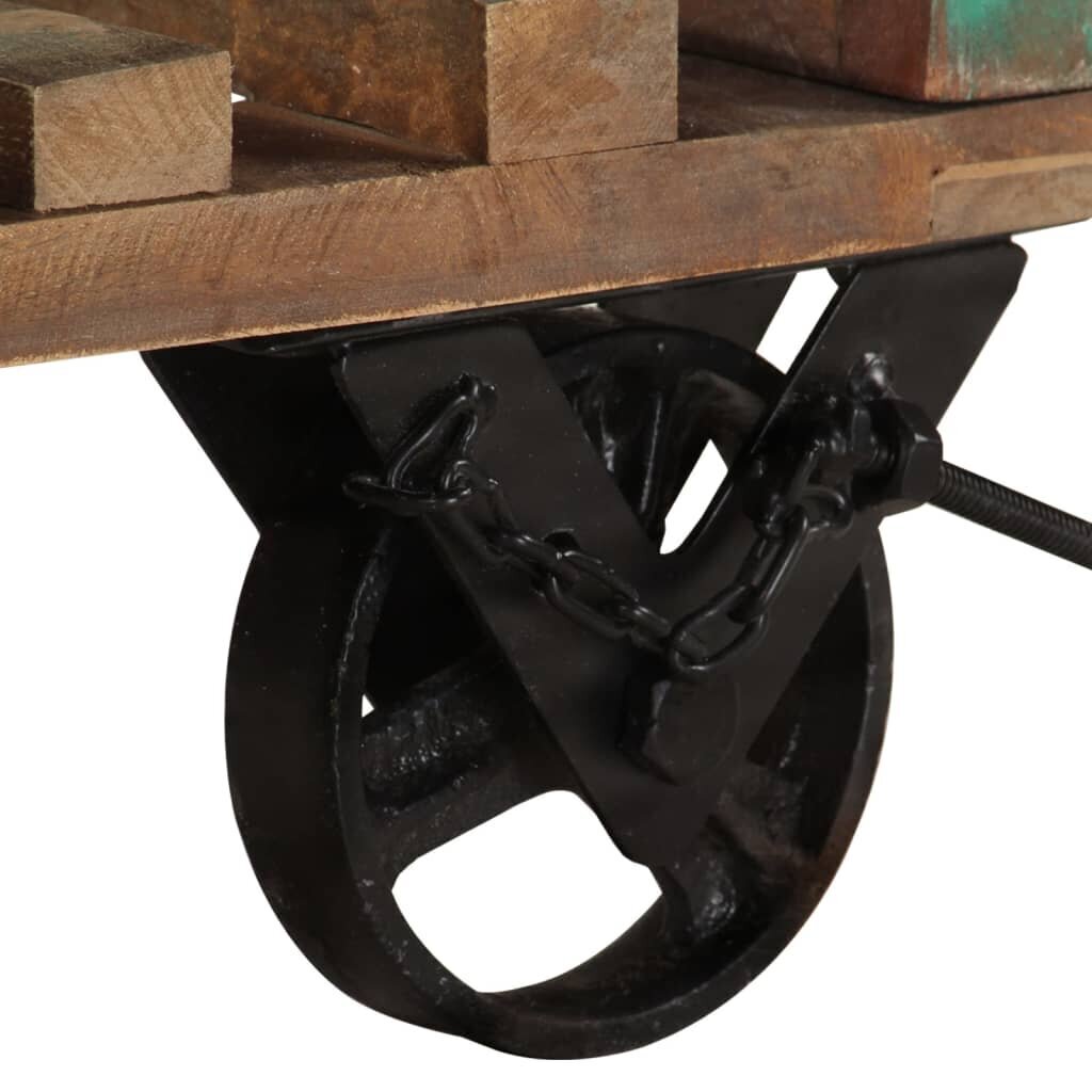 vidaXL Sivupöytä pyörillä 40x40x42 cm kierrätetty täyspuu hinta ja tiedot | Sohvapöydät | hobbyhall.fi