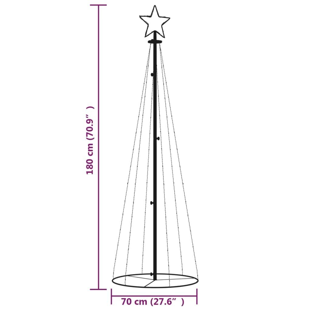 vidaXL Kartio joulukuusi 108 värikästä LED-valoa 70x180 cm hinta ja tiedot | Joulukoristeet | hobbyhall.fi
