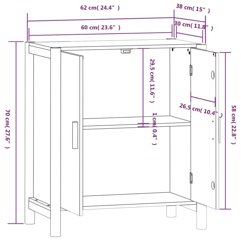 vidaXL Senkki musta 62x38x70 cm tekninen puu hinta ja tiedot | Olohuoneen kaapit ja lipastot | hobbyhall.fi