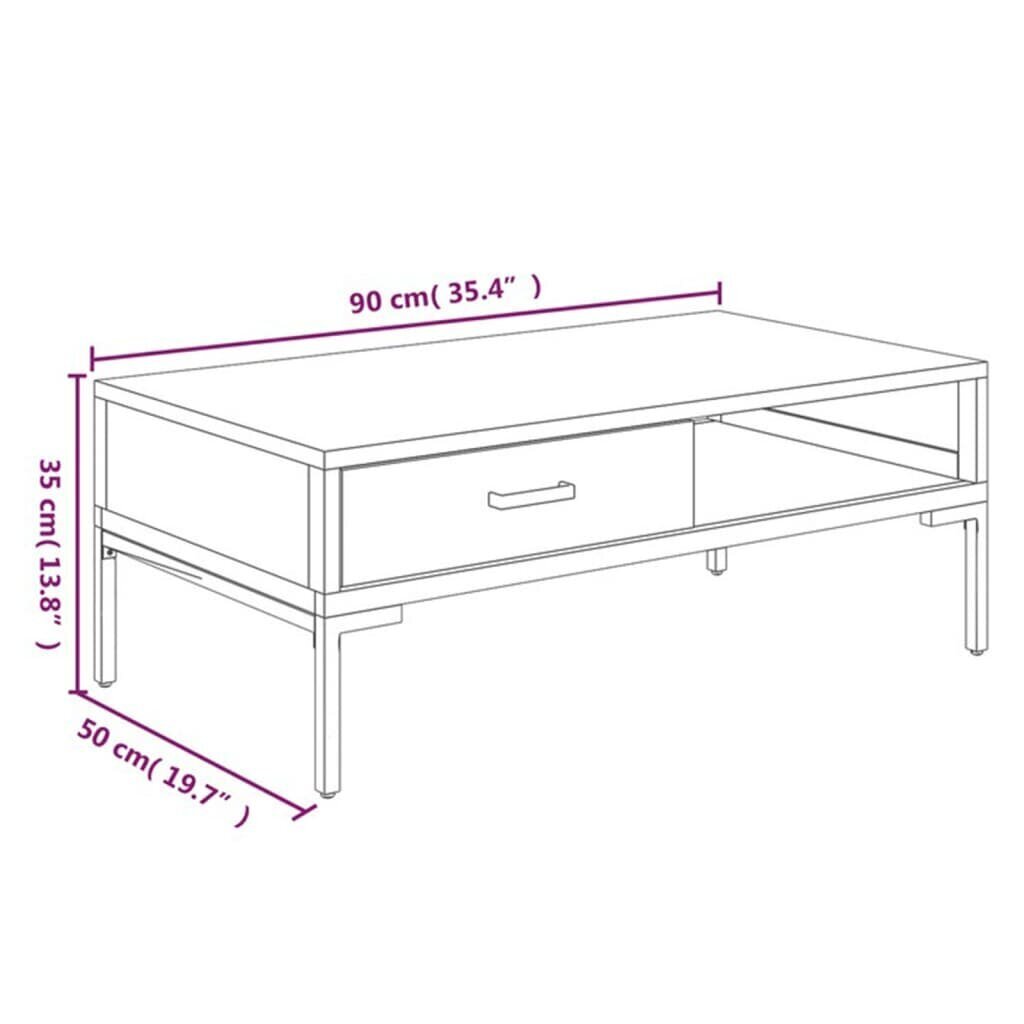 vidaXL Sohvapöytä musta 90x50x35 cm täysi mänty hinta ja tiedot | Sohvapöydät | hobbyhall.fi