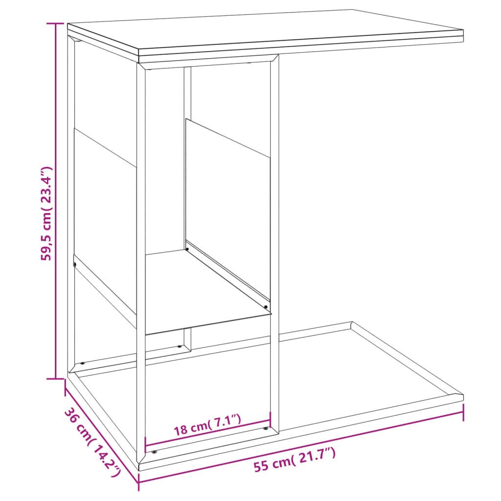 vidaXL Sivupöytä musta 55x36x59,5 cm tekninen puu hinta ja tiedot | Sohvapöydät | hobbyhall.fi